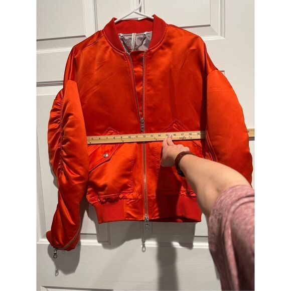 NWT ONLY THE BLIND Cherry Red Satin MOTORCYCLE BOMBER Unisex Small - Picture 9 of 16